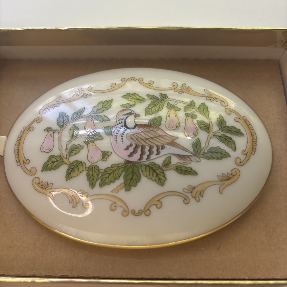 Lenox China Christmas Trinket Box A Partridge in a Pear Tree
